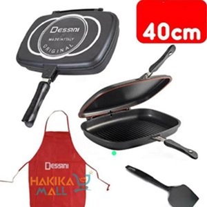 Double-sided Frying Pan, BBQ Grill Pan, Double Side Pressure Cooking Grill Pan, Portable Grill Pot for Home Cooking, Anti‑Burn Handle, Grill Cookware Hakika Mall