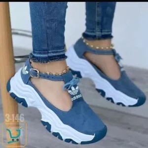 Adidas Platform Light Breathable Blue Ankle Buckle Laceless women's Sneakers shoes